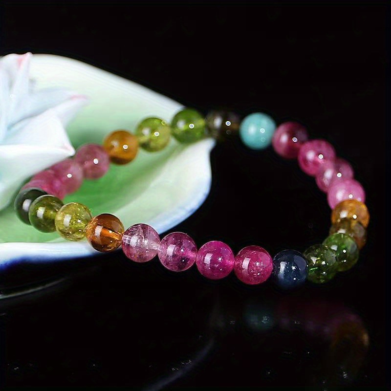 2pcs Natural Rainbow Bracelets Set Colorful Candy Colored Jewelry